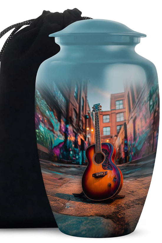 Modern Guitar Memorial Urn - Large Adult Cremation Urn For Ashes