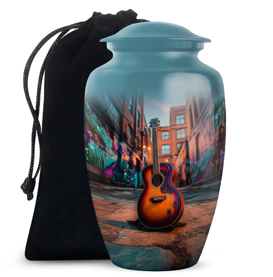 Modern Guitar Memorial Urn - Large Adult Cremation Urn For Ashes