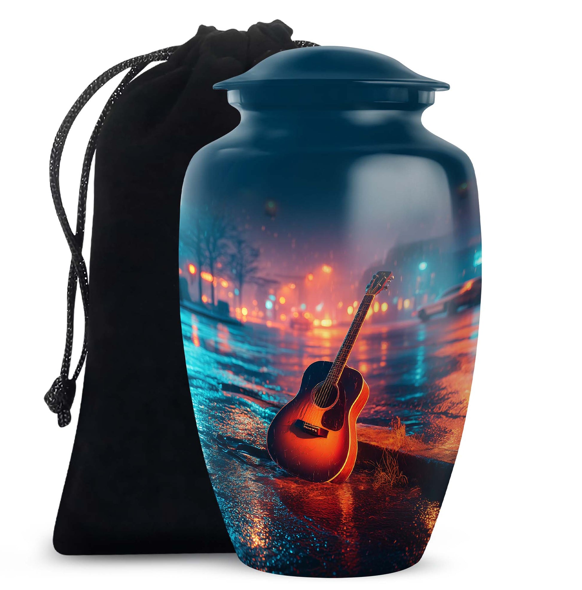 Guitar Cremation Urn - Street Music Theme Memorial Urn For Human Ashes