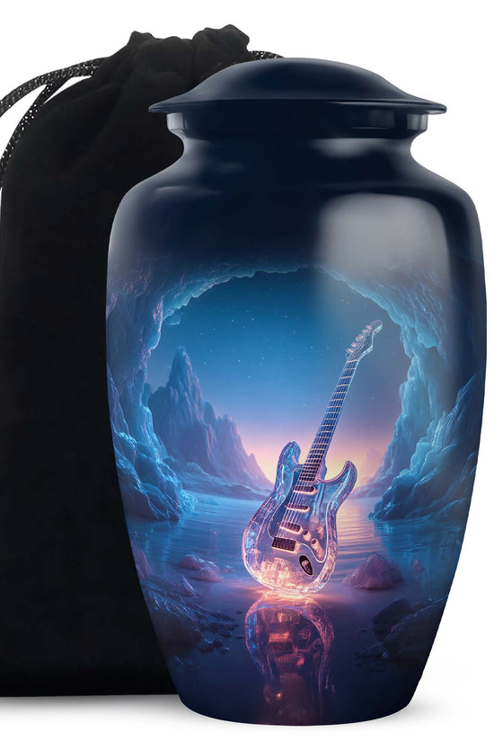 Crystal Guitar Memorial Urn - Music Theme Cremation Urn For Adult Ashes