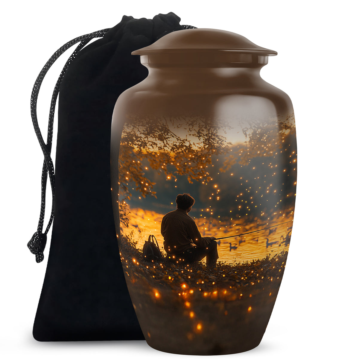 Fishing Sunset Themed Urn - Beautiful Cremation Urns For Male Ashes