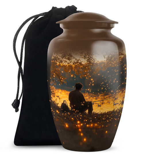 Fishing Sunset Themed Urn - Beautiful Cremation Urns For Male Ashes