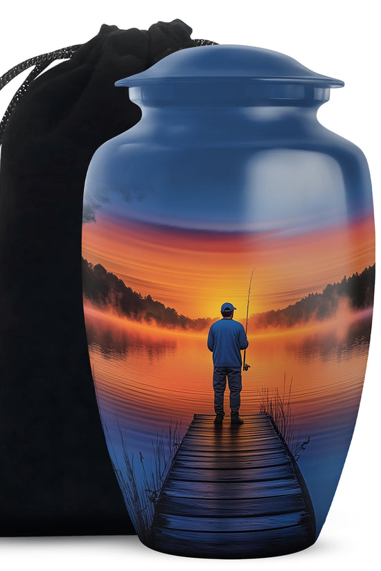 Fishing Sunset Cremation Urn - Elegant Memorial Funeral Urns For Ashes