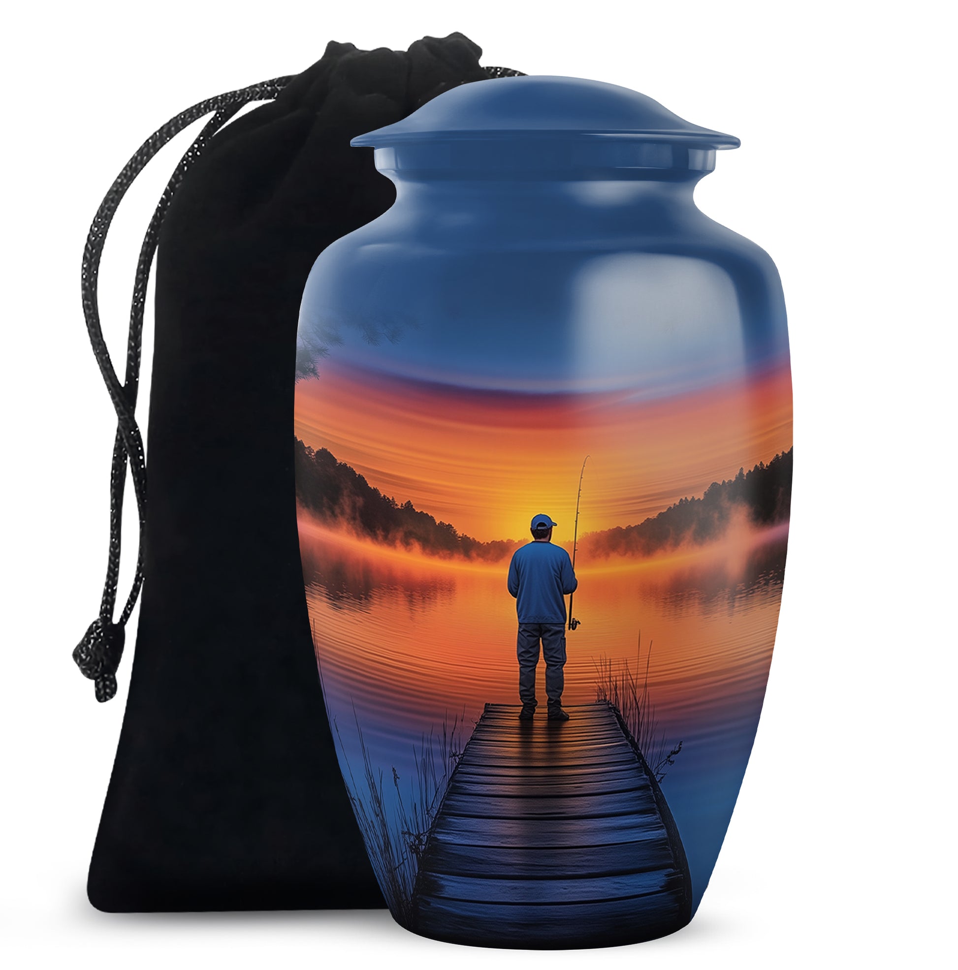 Sunset Fishing Memorial Urn - Beautiful Sunset Memorial Urn For Adult Male