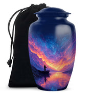Night Sky Fishing Memorial Urn - Peaceful Lake Cremation Urn For Adult Ashes