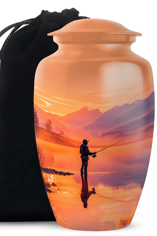 Lake Fishung Memorial Urn - Mountain Funeral Urn For Adult Ashes