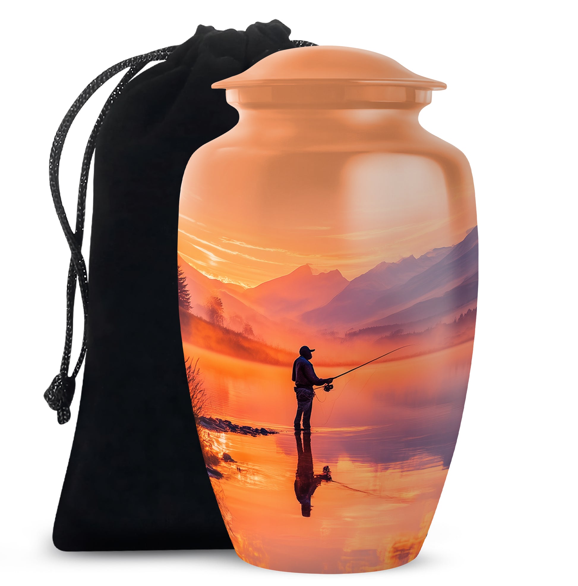 Lake Fishung Memorial Urn - Mountain Funeral Urn For Adult Ashes