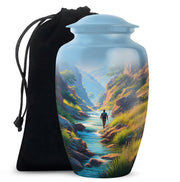 Mountain River Cremation Urn - Peaceful Fishing Memorial Urn For Human Ashes