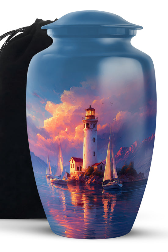 Sunset Lighthouse Memorial Urn - Ocean Cremation Urn For Human Ashes