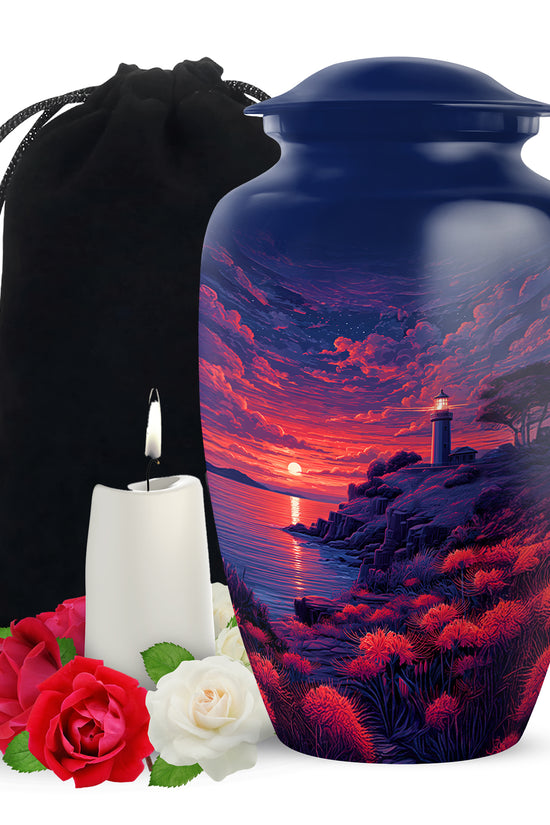 Beautiful Sunset Lighthouse Urn - Decorative Urns For Human Ashes