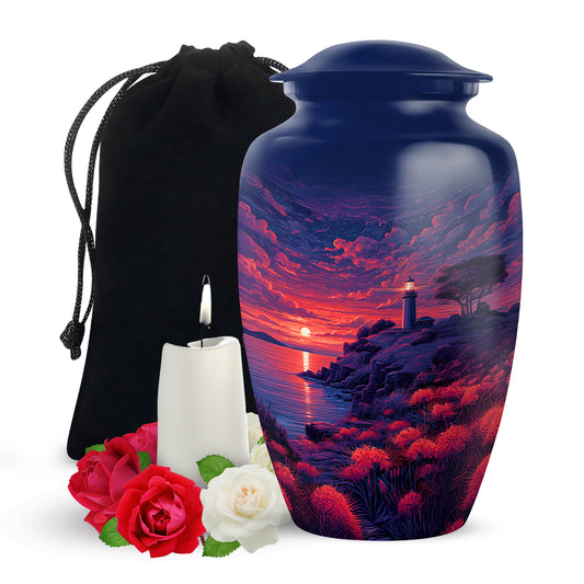 Beautiful Sunset Lighthouse Urn - Decorative Urns For Human Ashes