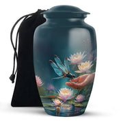 Elegant Dragonfly Cremation Urn – Blue Lotus Memorial Urn For Male & Female