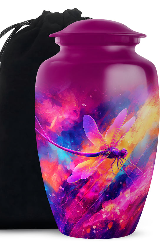 Elegant Dragonfly Cremation Urn - Colorful Memorial Urn For Adult Ashes