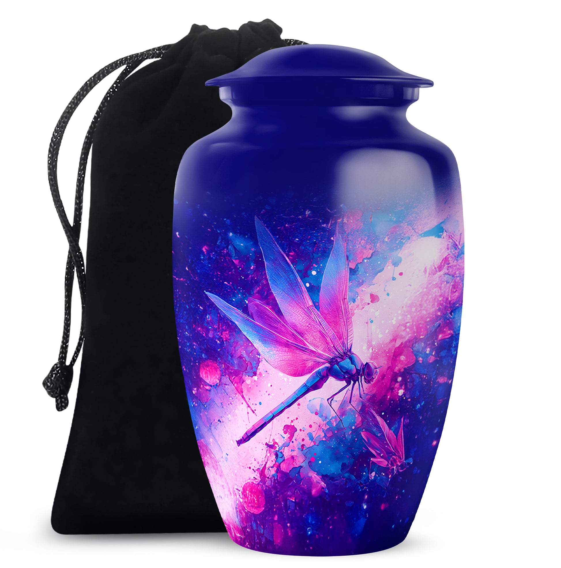 Purple Dragonfly Cremation Urn - Artistic Memorial Urn For Human Ashes