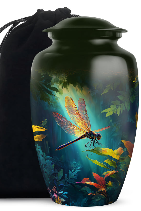 Unique Dragonfly Cremation Urn - Forest Funeral Urn For Male & Female