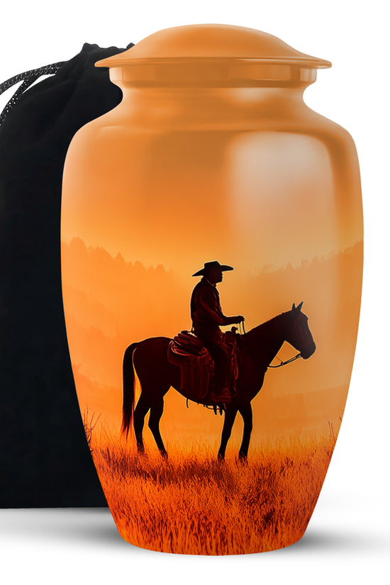 Cowboy Cremation Urns For Ashes - Beautiful Sunset Funeral Urns For Ashes