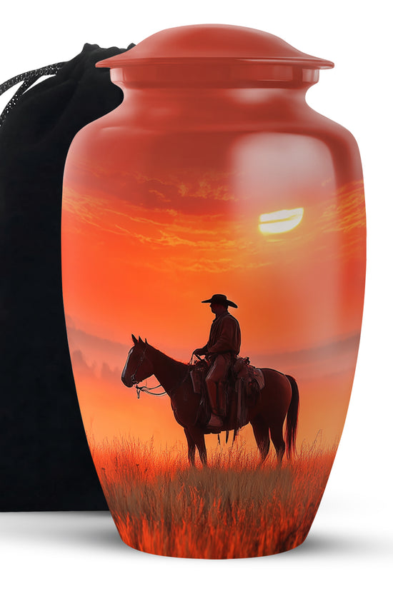 Horserider Funeral Urns - Beautiful Sunrise Container For Human Ashes