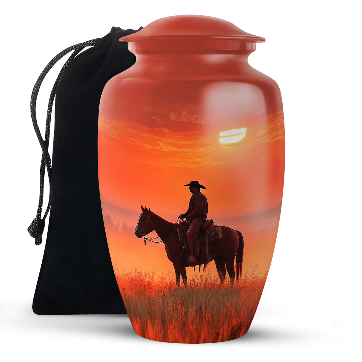 Horserider Funeral Urns - Beautiful Sunrise Container For Human Ashes