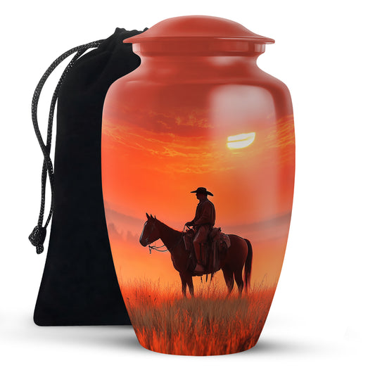 Horserider Funeral Urns - Beautiful Sunrise Container For Human Ashes