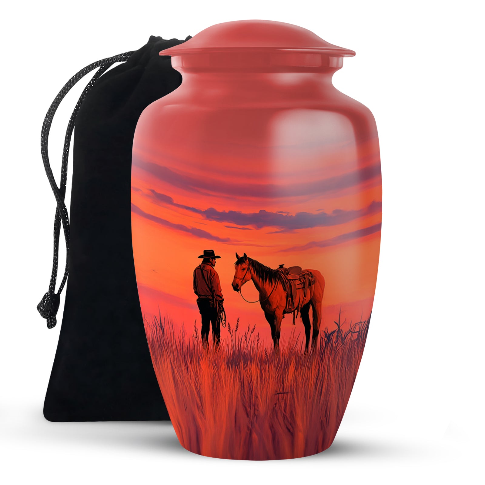 Cowboy in Farm Themed Urn - Adult Meorial Urns For Human Ashes
