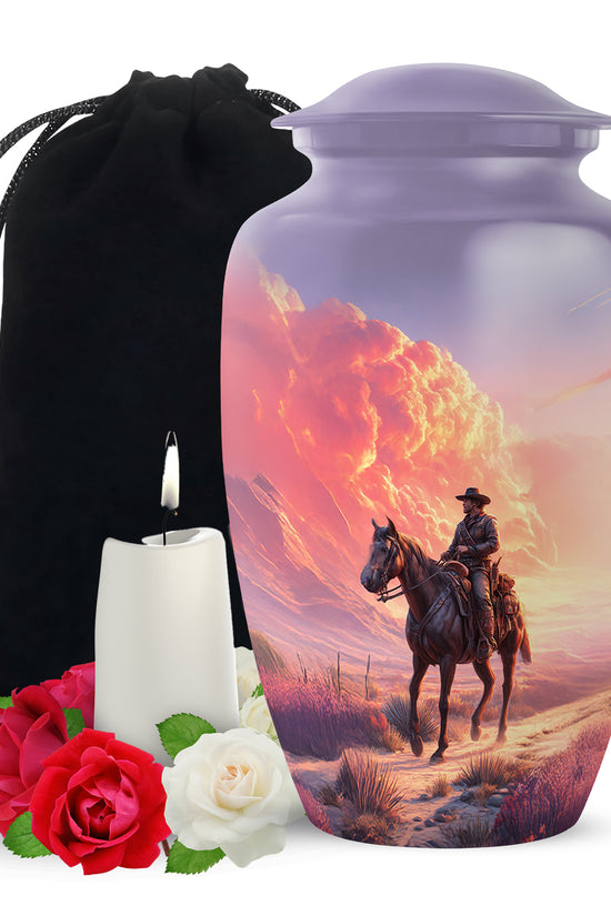 Cowboy Themed Funeral Urns - Beautiful Clowds Mountain Urns For Human Ashes