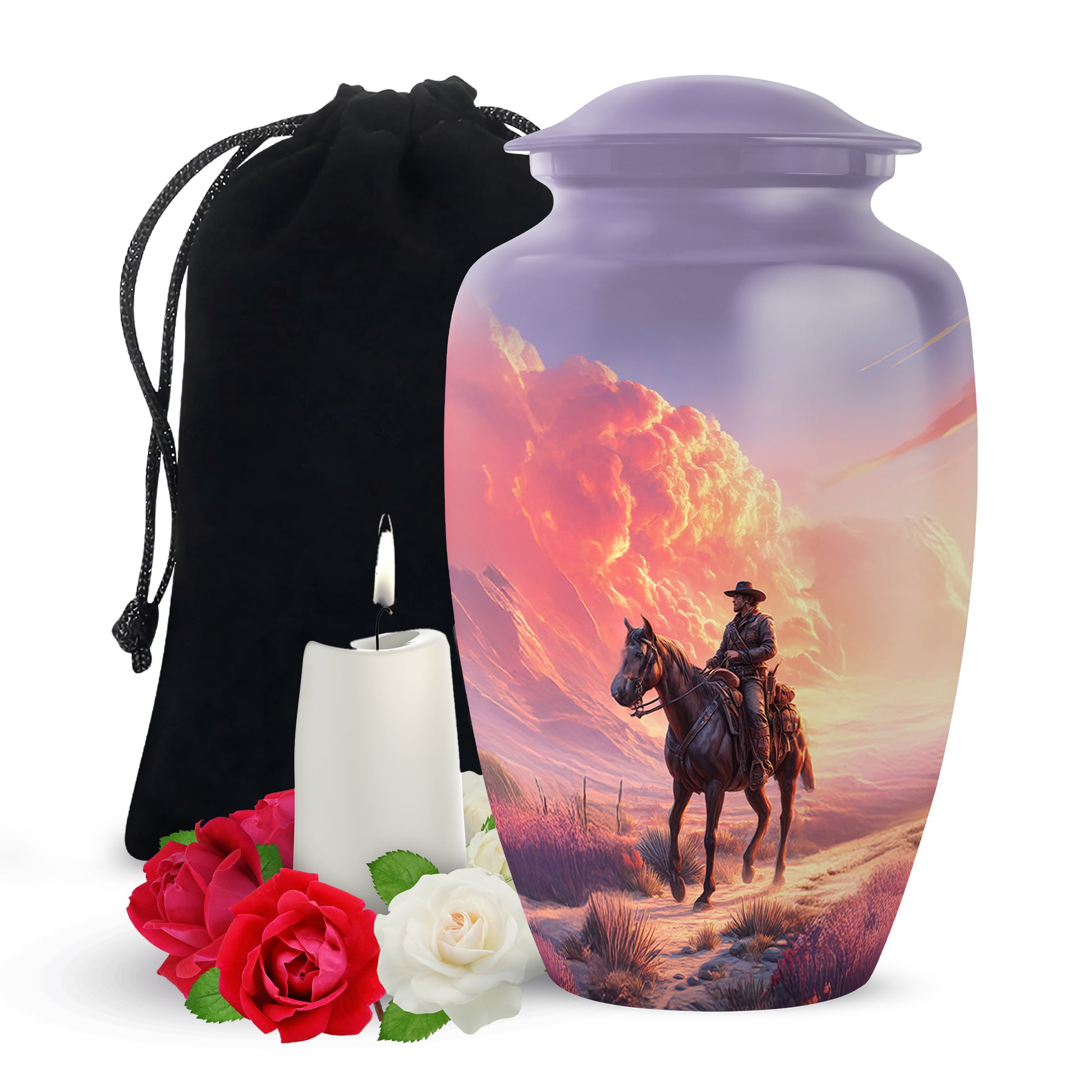 Cowboy Themed Funeral Urns - Beautiful Clowds Mountain Urns For Human Ashes