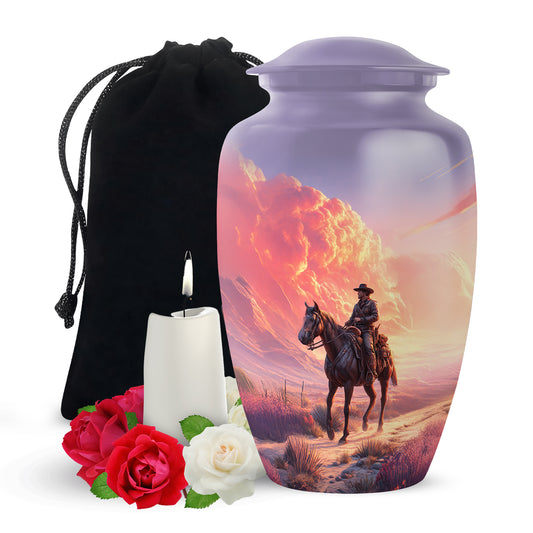 Cowboy Themed Funeral Urns - Beautiful Clowds Mountain Urns For Human Ashes