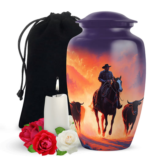 Cowboy Cremation Urns For Ashes - Sunset Memorial Urns For Pet Ashes