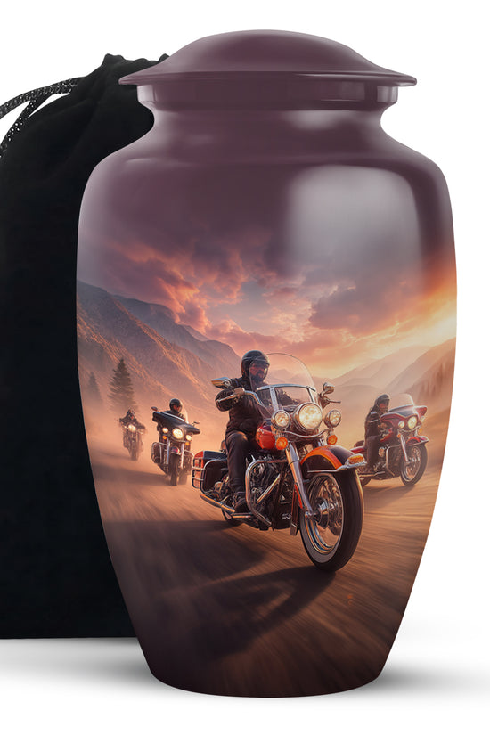 Motorcycle Riders Cremation Urn - Biker Memorial Urn For Loved Ones