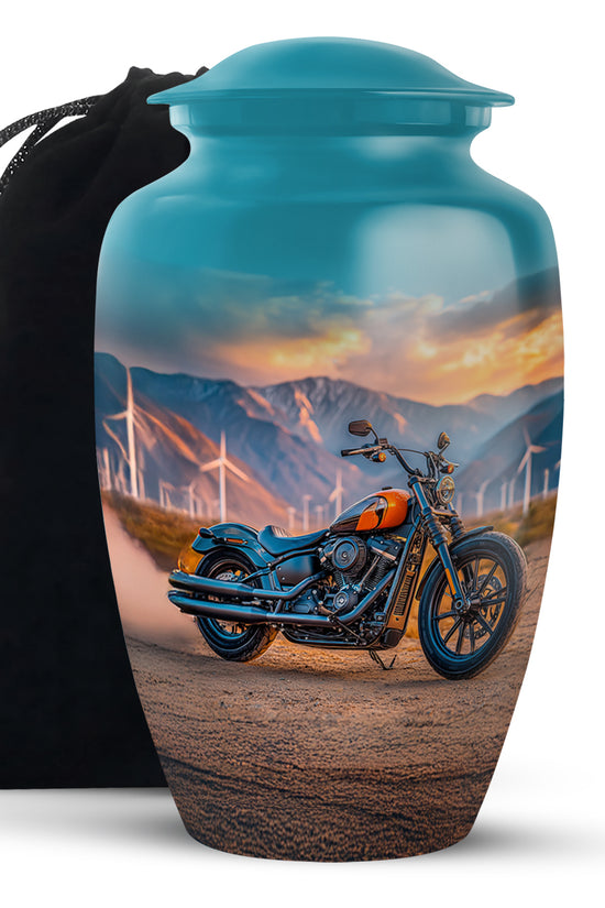 Motorcycle Funeral Urn For Men - Mountain Cremation Urn For Adult Ashes