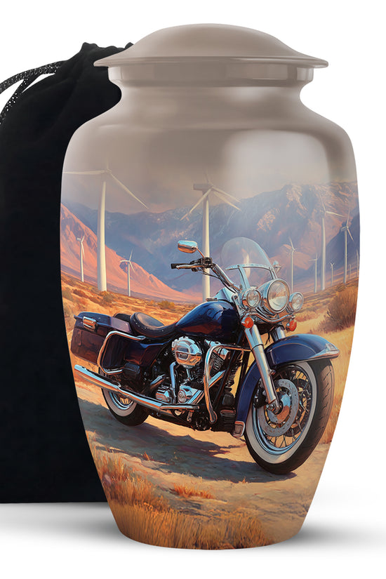 Scenic Motorcycle Memorial Urn - Windmill Valley Funeral Urn For Human Ashes