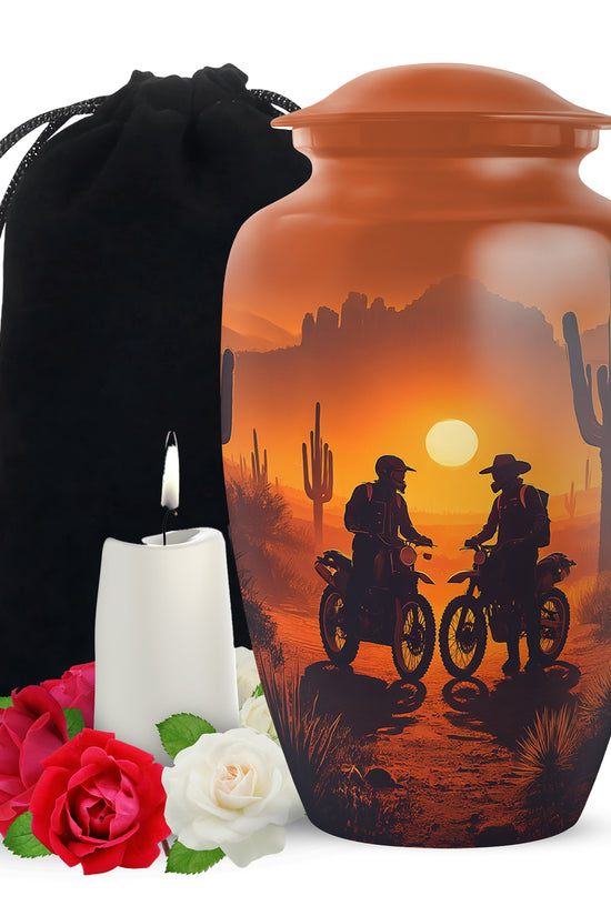 Desert Riders Memorial Urn - Beautiful Sunset Cremation For Human Ashes