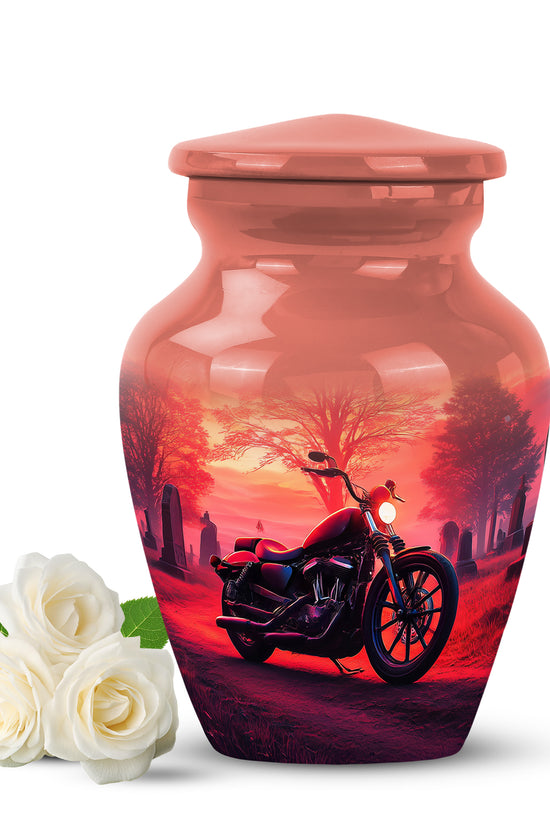 Inspiring Red Bike Testament Urn for Human Ashes - 10-inch, 200 cu in - Karyliz