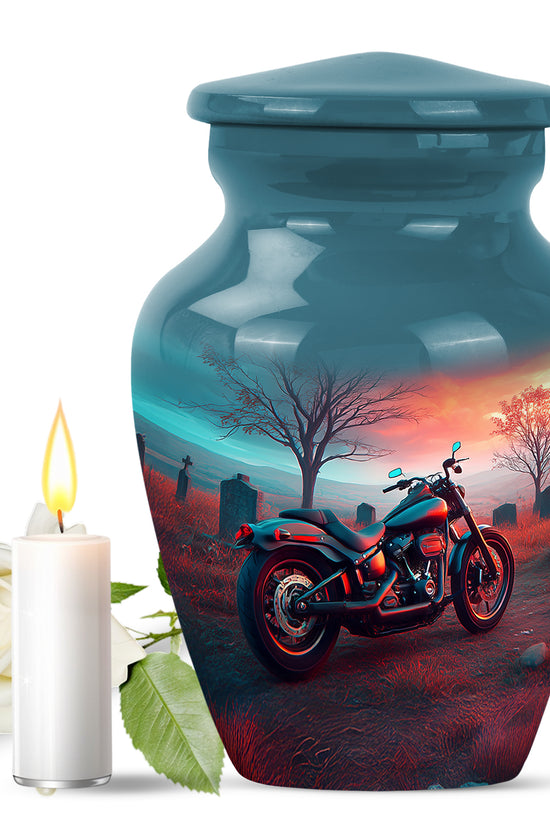 Regal Bike Memorial Cremation Urns - Teal 10-inch, 200 cu in - Karyliz