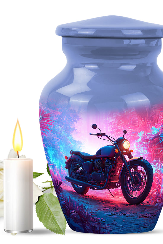 Blue Resounding Bike Memorial Urn for Ashes - 10-inch, 200 cu in - Karyliz