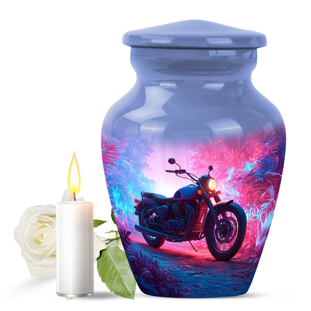 Blue Resounding Bike Memorial Urn for Ashes - 10-inch, 200 cu in - Karyliz