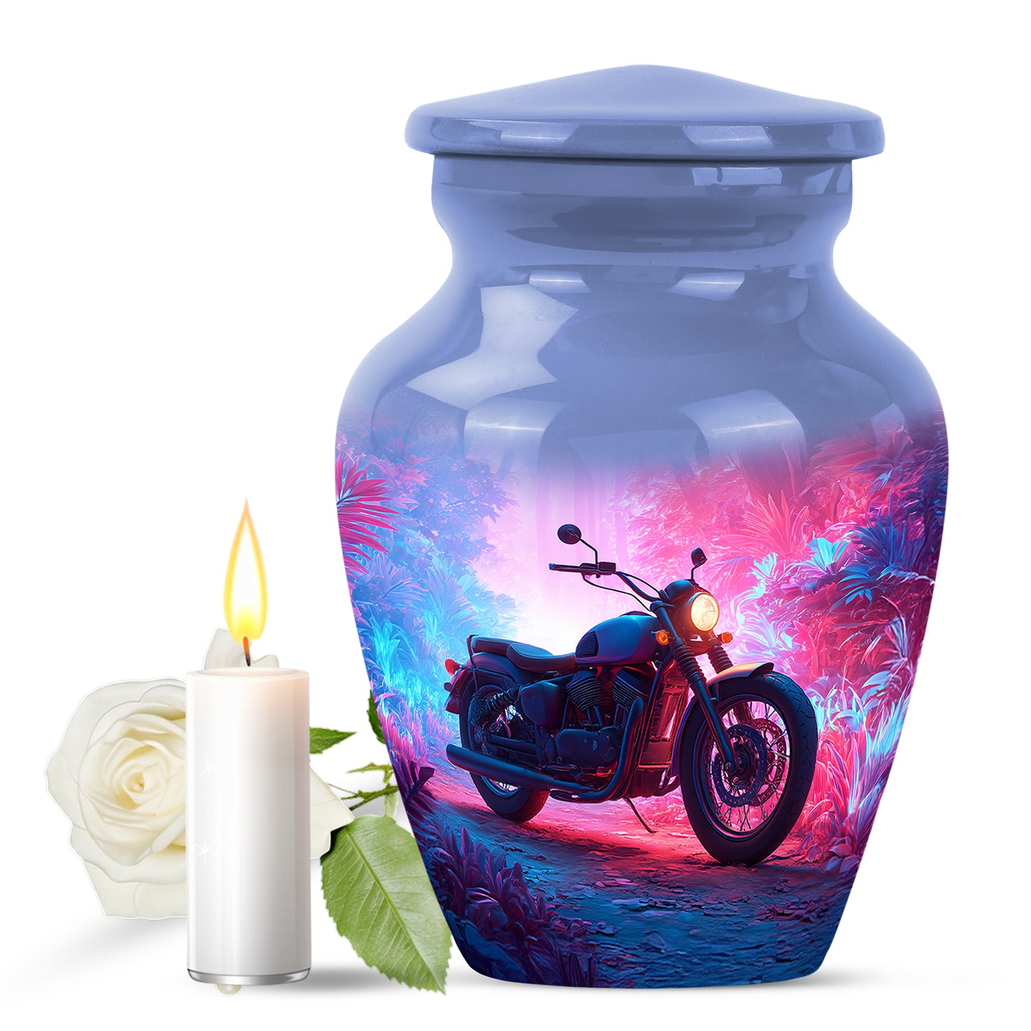 Blue Resounding Bike Memorial Urn for Ashes - 10-inch, 200 cu in - Karyliz
