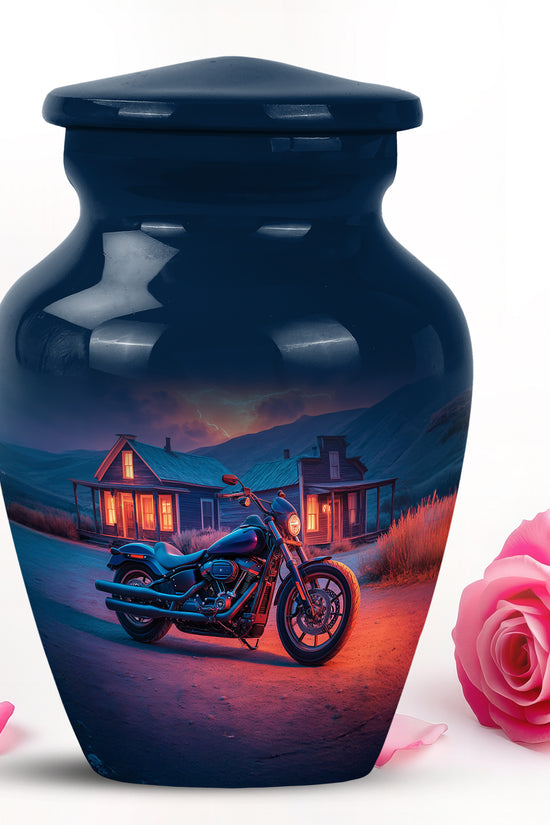 Remarkable Bike Memorial Cremation Urns - Blue 10-inch, 200 cu in - Karyliz