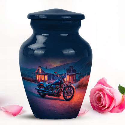 Remarkable Bike Memorial Cremation Urns - Blue 10-inch, 200 cu in - Karyliz
