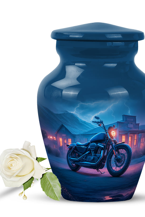 Personalized Bike Cremation Urns - Wondrous Blue 10-inch, 200 cu in - Karyliz