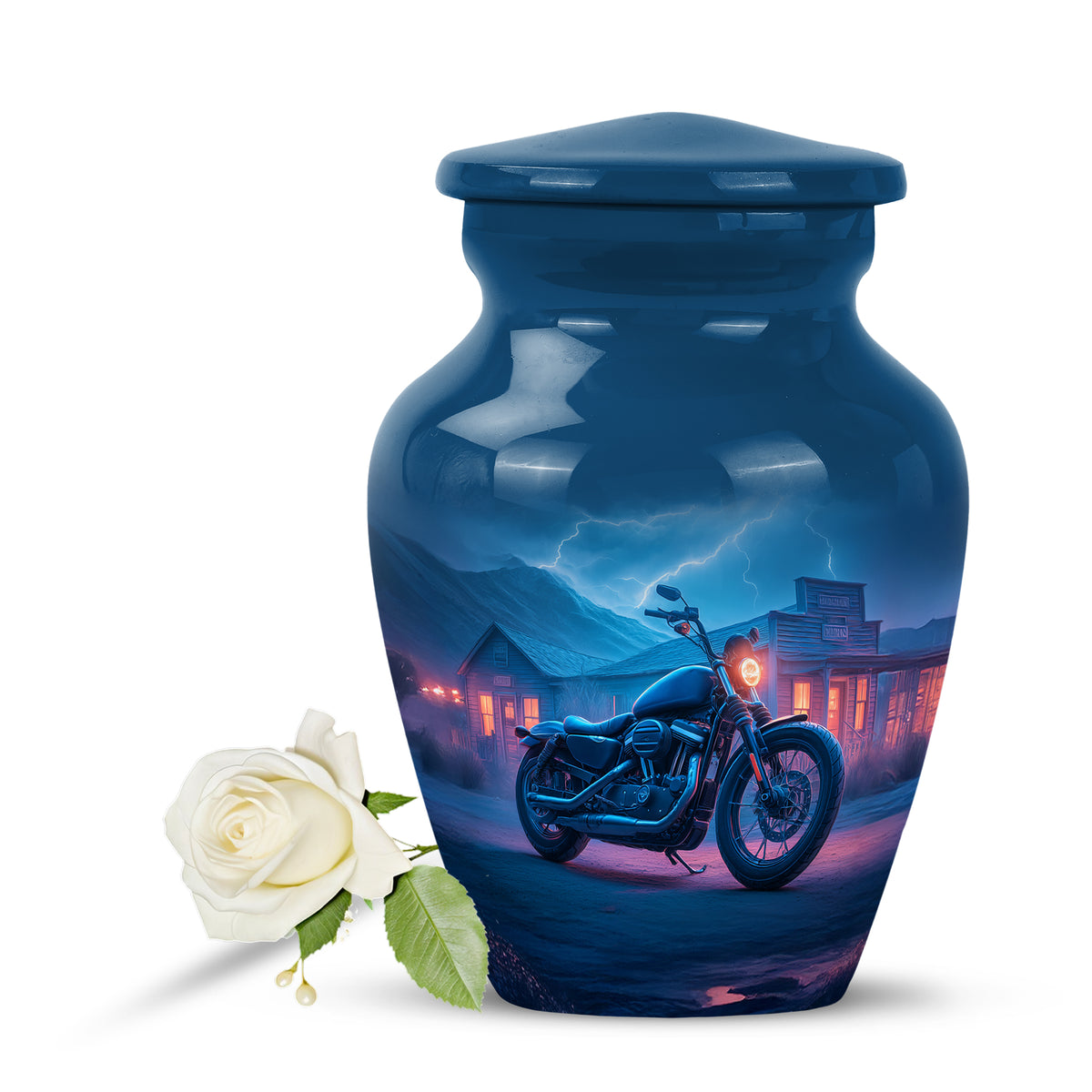 Personalized Bike Cremation Urns - Wondrous Blue 10-inch, 200 cu in - Karyliz