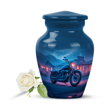 Personalized Bike Cremation Urns - Wondrous Blue 10-inch, 200 cu in - Karyliz