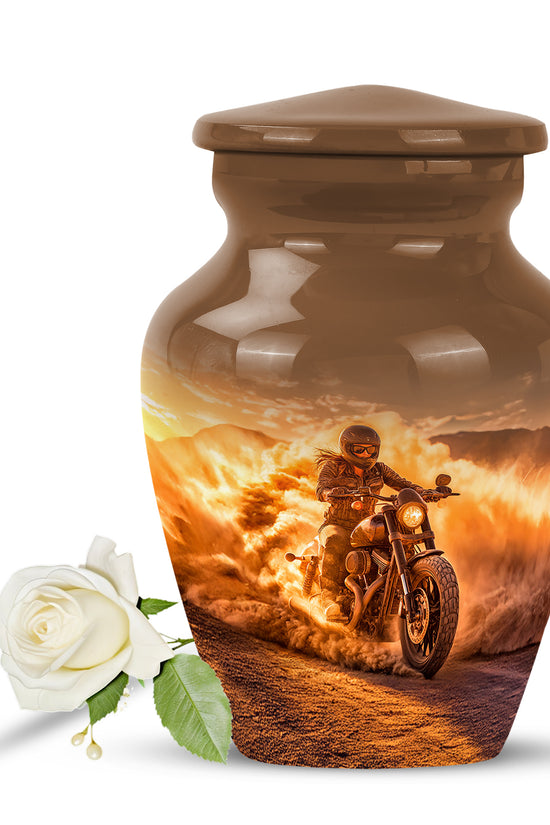 Gold Bike Sentinel Cremation Urns for Human Ashes - 10-inch, 200 cu in - Karyliz