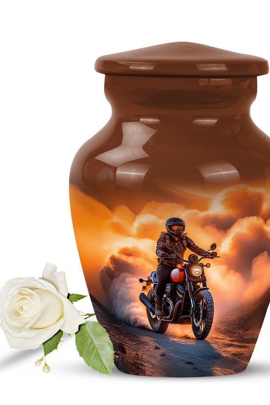 Distinguished Gold Bike Cremation Urn for Ashes - 10-inch, 200 cu in - Karyliz