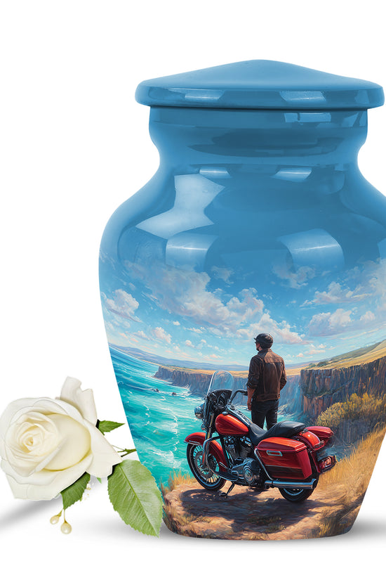 Everlasting Blue Bike Commemoration Urn for Human Ashes - 10-inch, 200 cu in - Karyliz