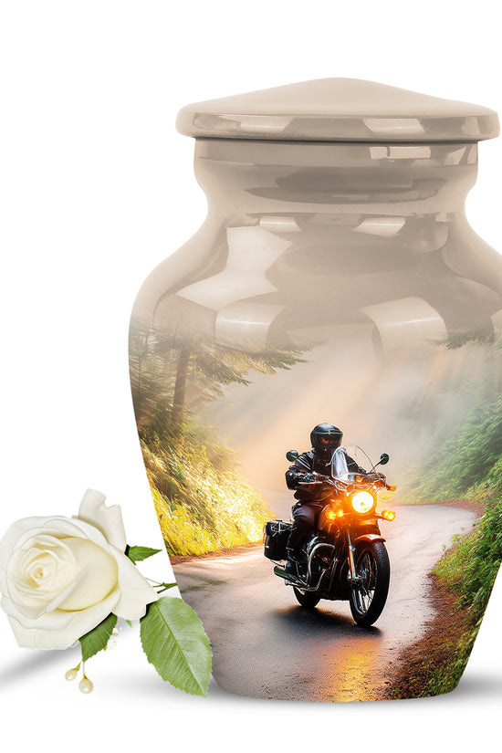 Gold Bike Memorial Cremation Urns for Human Ashes - 10-inch, 200 cu in - Karyliz