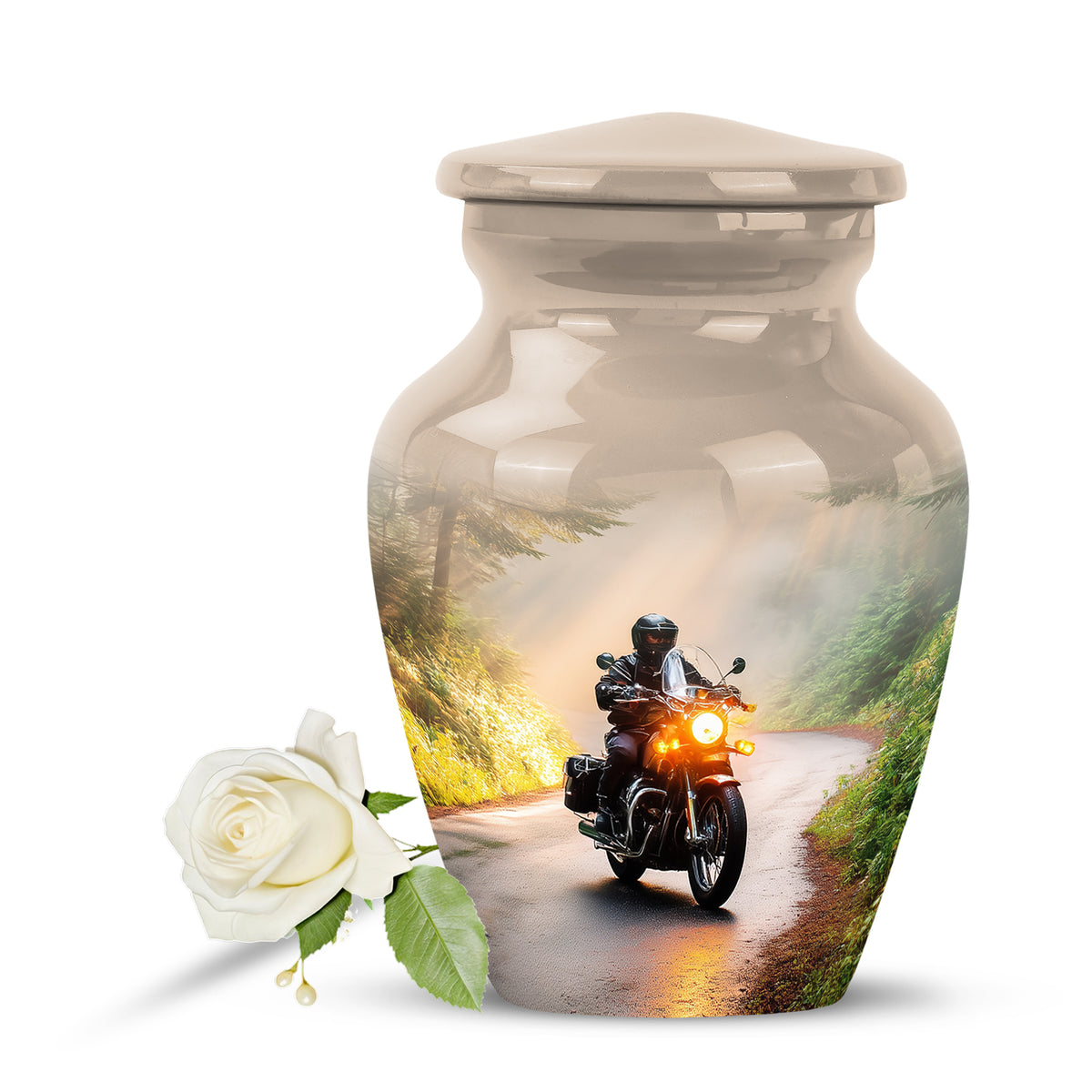 Gold Bike Memorial Cremation Urns for Human Ashes - 10-inch, 200 cu in - Karyliz