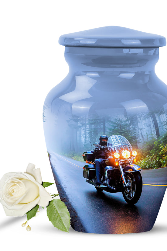 Personalized Blue Sovereign Bike Cremation Urns for Human Ashes - 10-inch, 200 cu in - Karyliz