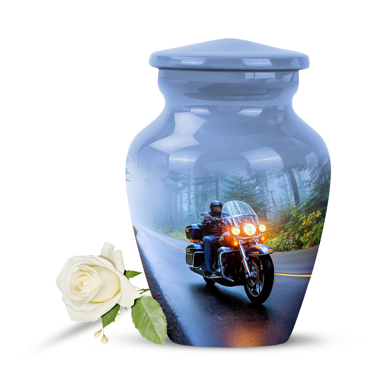 Personalized Blue Sovereign Bike Cremation Urns for Human Ashes - 10-inch, 200 cu in - Karyliz