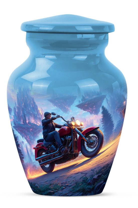 Blue Resounding Bike Memorial Urn for Ashes - 10-inch, 200 cu in - Karyliz
